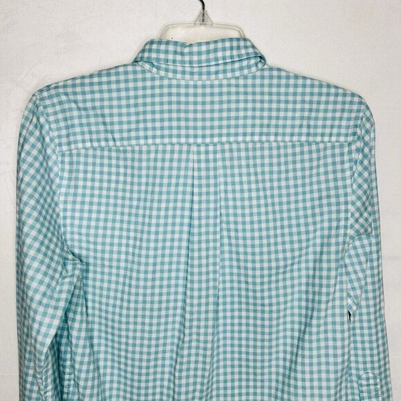 Vineyard Vines Button Down Check Whale Shirt Boy’s Size M (12-14) Aqua/White - Picture 7 of 8